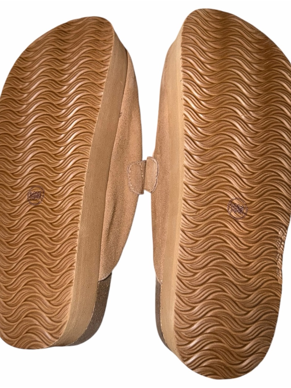 Women's Suede Slip-On Mule Clog with Buckle in Tan - Picture 2 of 4